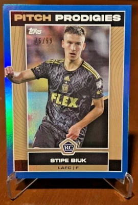 2023 Topps MLS #6 Stipe Biuk RC Pitch Prodigies Blue Foil #/99 Los Angeles FC - Image 1 of 2