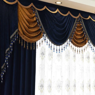 high class European thicken solid blue Italy velvet blackout curtain E919 - Image 1 of 4