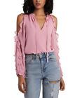 1.state Womens Ruffled Cold-Shoulder Top 8129012 XS