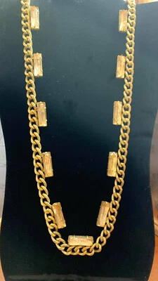 Jessica Simpson 黄色 Crysal 镀金项链 18 英寸 75 美元全新带标签 #338 — 第 1/4 张图片