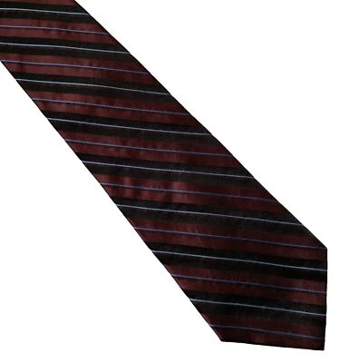 Corbata Corbata Borgoña Diagonal Rayas Seda de Murano Hecha en EE. UU. 59.5" 3.75" Foto 1 de 4