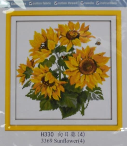 Kit punto croce Joy Sunday girasole 16x16,5 floreale 11 ct stampato tabella Aida - Foto 1 di 3