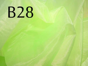 B28(Per Yard)Fluorescent Lime Thick Sparkle Organza Fabric Bridal dress Material - Picture 1 of 4