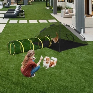 Portable Cat Playhouse for Indoor Outdoor Small Animals Play Tent with Tunnel - Picture 1 of 10