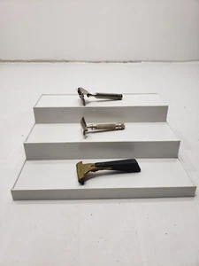 Mixed Lot of 3 Vintage Razor Shavers Eversharp Hydro Magic Gem Cosmo Silver Gold - Picture 1 of 12