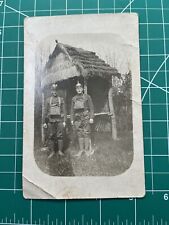 WW1 Doughboy 2 Soldier Photo Captured German Helmets Pickelhaube Named