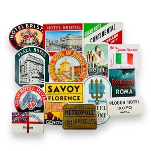 Vintage Hotel Luggage Labels Natal Austria Argentina Italy Switzerland Lot of 15 - Picture 1 of 7