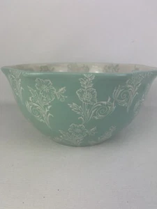 BLUE HARBOR 9.5" Large Serving Bowl Teal White 8-side Housewares International - Picture 1 of 7