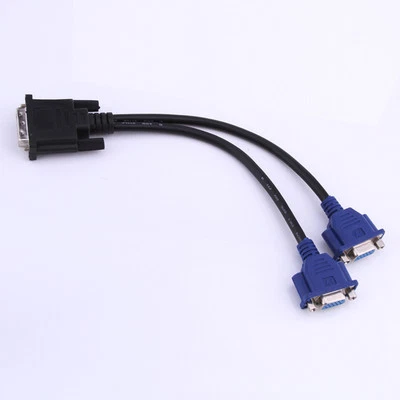 DVI-I 24+5 Pins to Dual Female VGA Adapter Splitter Cable for Monitor Projector - Bild 1 von 4