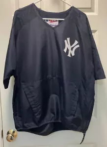 VTG New York Yankees V-Neck Pullover Short Sleeve Windbreaker LGE Blue EX COND!! - Picture 1 of 9