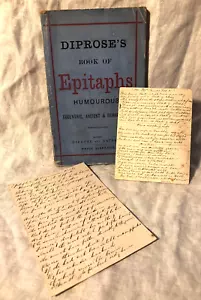 Handwritten Victorian Manuscript Notes, with Diprose's Book of Epitaphs - 1879 - Picture 1 of 11