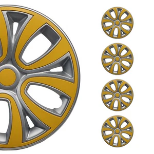 4x Radblenden Radkappen Radzierblenden für 14" Zoll Stahlfelgen Silber Gelb - Bild 1 von 6