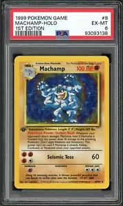 PSA 6 Base Set Unlimited Machamp Holo 8/102 GREEN DOT ERROR Pokemon Cards 1999🔥 - Picture 1 of 2