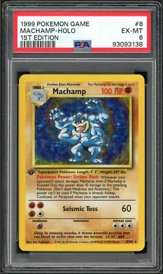PSA 6 Base Set Unlimited Machamp Holo 8/102 GREEN DOT ERROR Pokemon Cards 1999🔥 - Image 1 of 2