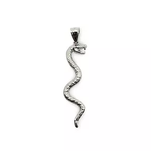 Solid 10K White Gold Snake Jewelry Gold Snake Pendant Charm, 1.1 grams, 1 1/2″ - Picture 1 of 8