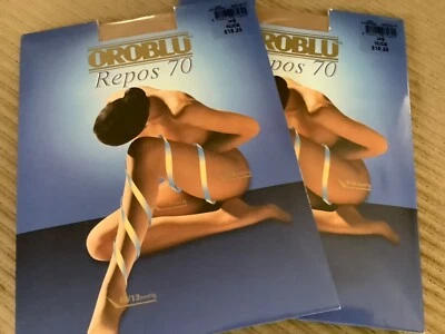 Medias Soporte 2 Pares Desnudo Graduado Compresión Oroblu Repos 70 Italia Pequeñas Foto 1 de 4