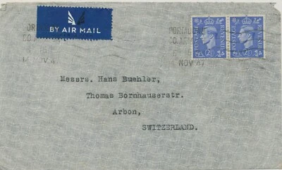 GB PORTADOWN / CO. ARMAGH Krag machine on early after war AIRMAIL to SWITZERLAND - Image 1 of 3