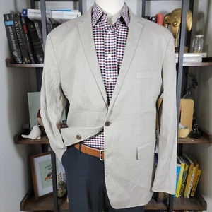 INC International Concepts Mens Sport Coat Two Button Gray Beige Linen Blend XL - Picture 1 of 16