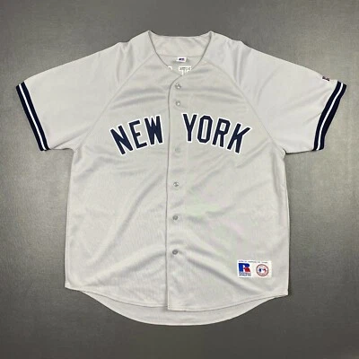 100% аутентичная мужская спортивная футболка Yankees Derek Jeter Russell размер L 44 - Изображение 1 из 4