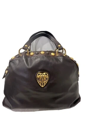  GUCCI LEATHER BABOUSKA DOME SATCHEL STUDS HANDBAG BROWN  - Image 1 of 4