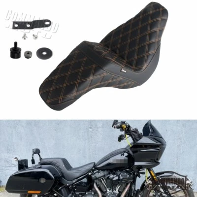 For Harley Low Rider S FXLRS FXLR FXLRST 2018-2024 Gel Pad 2-UP Seat Gold Stitch - Image 1 of 4