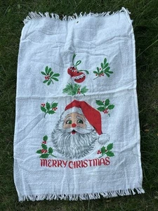 Papá Noel Navidad Vintage Toalla de Té Algodón Hecho en EE. UU. 17x26 Ropa de Cocina - Imagen 1 de 4