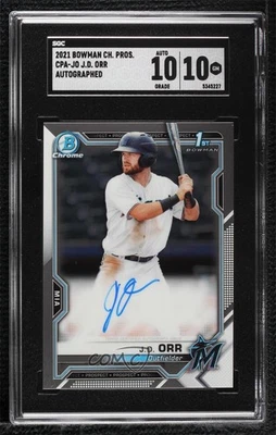 2021 Bowman Chrome Prospect Auto JD Orr #CPA-JO SGC 10 GEM Auto - Image 1 of 2
