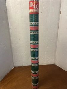 Vintage 90’s PMO Christmas HOLLY Gift Wrapping Paper 40 Sq Roll Total - Picture 1 of 10
