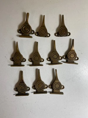 Antiguo lote de 10 cerraduras de marco de ventana vintage pestillo herrajes de latón Foto 1 de 4