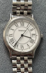 TIFFANY & CO PORTFOLIO WHITE DIAL DATE INDICATOR 32mm QUARTZ WATCH - Picture 1 of 7