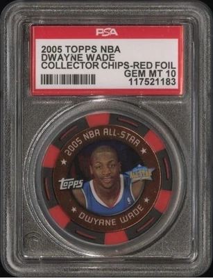 2005 Topps NBA Collector Chips Dwyane Wade Red Foil /399 - PSA 10 Gem MT Pop 1/1 - Image 1 of 2