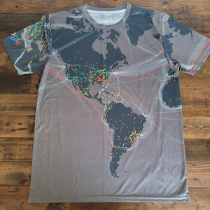 Rare Official Google World Map Mens Shirt 3XL Flights Gray Employee Swag - Picture 1 of 10