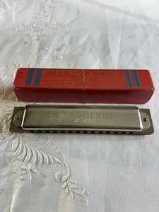Vintage HOHNER MARINE BAND Mundharmonika No 365 - 14 Loch Schlüssel "C" mit Originalkarton - Bild 1 von 10