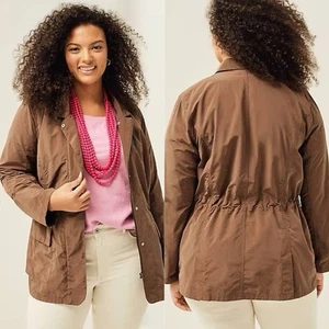 $149 J. Jill XL Water Repellent Utility Jacket Brown Women’s Cafe Lightweight - Picture 1 of 9