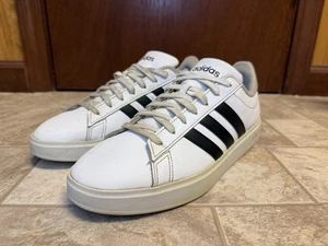 Adidas Grand Court Sneakers Men’s 10 White Leather Lace Up Comfort Casual Shoes - Picture 1 of 10