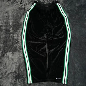 VTG Nike Pants Mens L White Green Striped Velour Baggy Track Tear Away Zipper - Picture 1 of 10