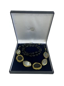 Vintage Black Stone Strand Necklace with Faceted Natural Stone Design Charity - Picture 1 of 21