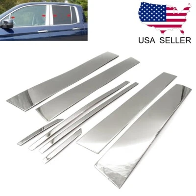 For 2017-2025 Honda Ridgeline 8PC Stainless Steel Chrome Pillar Post Trim Cover - Image 1 of 3