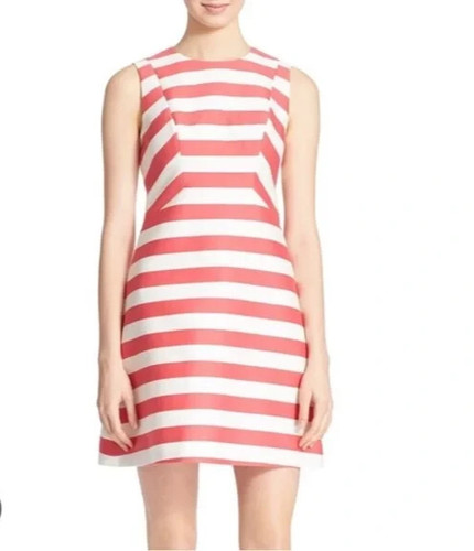 Abito smanicato Kate Spade Sicilia rosa bianco aquilone righe seta lunghezza ginocchio tg 6