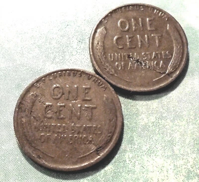 1925 &1935 ERROR Wheat Cents F FINE Brown PLANCHET TEAR/Stamp-Over! Super RARE! - Image 1 of 2