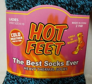 HOT FEET Ladies Heavy Thermal Socks Size 4-10 Assorted Patterns & Colors 2 Pair - Picture 1 of 11