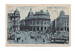 GENOVA PIAZZA DE FERRARI ANNO 1922 CARTOLINA VIAGGIATA ANIMATA - Imagen 1 de 2