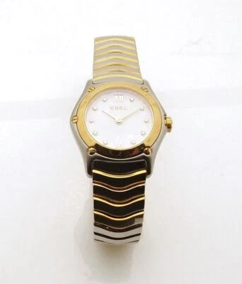 Relógio feminino clássico Ebel Wave mostrador de diamante aço 18k  - Imagem 1 de 4