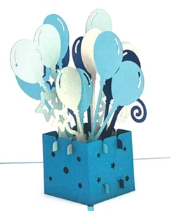 lovepop "Balloon Bouquet" 3D Pop Up Greeting Card Blank Notecard Blue NEW OOP - Picture 1 of 4