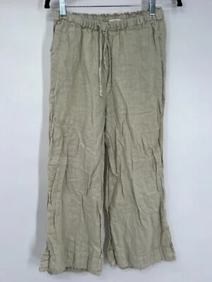 Pantalones Bella Dahl Medianos Lino Pierna Ancha Tirar con Cordón Bolsillo Verde Foto 1 de 4