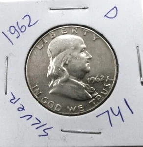 1962 D Franklin mezzo dollaro Liberty Bel 90% argento l ⭐741⭐V4⭐ - Foto 1 di 2