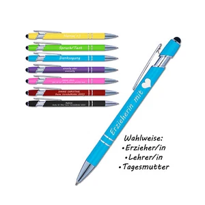 Erzieherin mit Herz Soft-Touch Kugelschreiber | Erzieher, Lehrer/in + Wunschtext - Bild 1 von 10