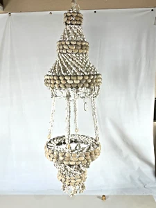 lampadario vintage boho, cowrie macramè conchiglia altezza 24 pollici - Foto 1 di 5