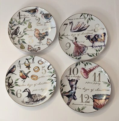 Juego de 4 platos de ensalada Doce días de Navidad de 8 pulgadas Saleros y pimenteros Foto 1 de 4