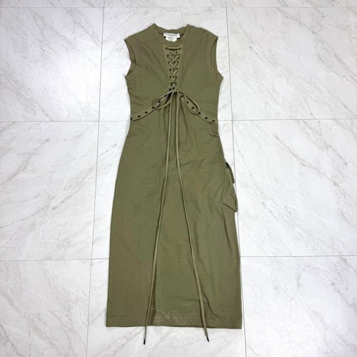 Abito lungo Christian Dior stringato maxi abito cotone kharki taglia 36 autentico